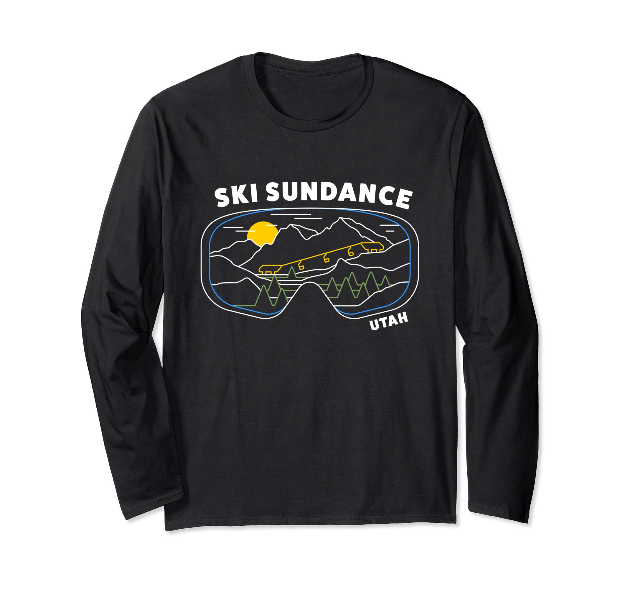 Retro Ski Sundance Utah US Ski Resort Ski Snowboard Goggles Long Sleeve T-Shirt