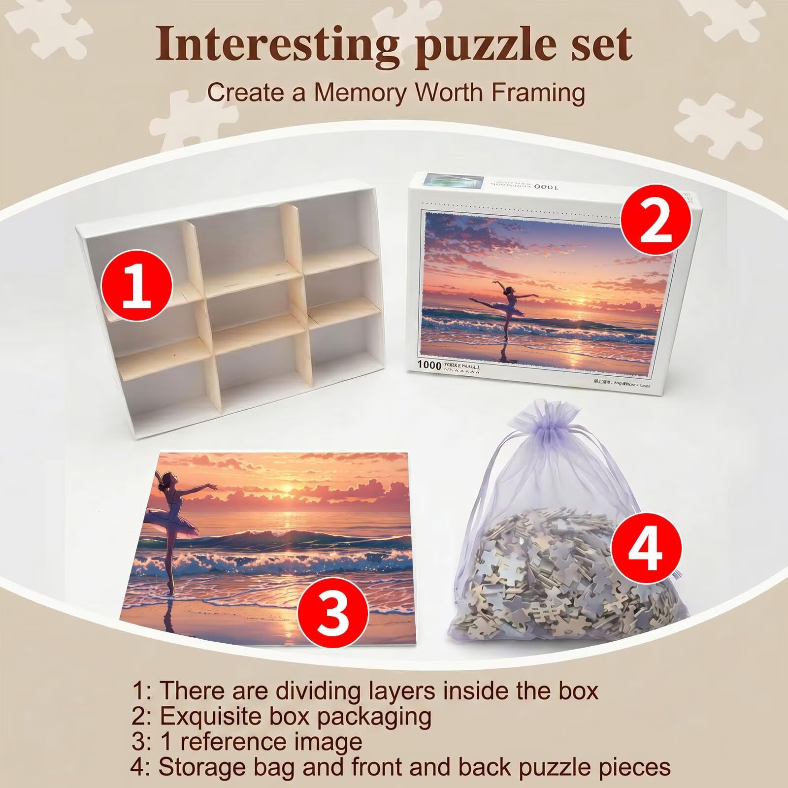 playa bailarines Puzzle de 1500 Piezas, Juego de Mesa Familiar de Madera - Rompecabezas Adultos para Toda La Familia,Rompecabezas Educativo DIY y Antiestrés - Con mapa de referencia, 87 x 57 cm f0-272