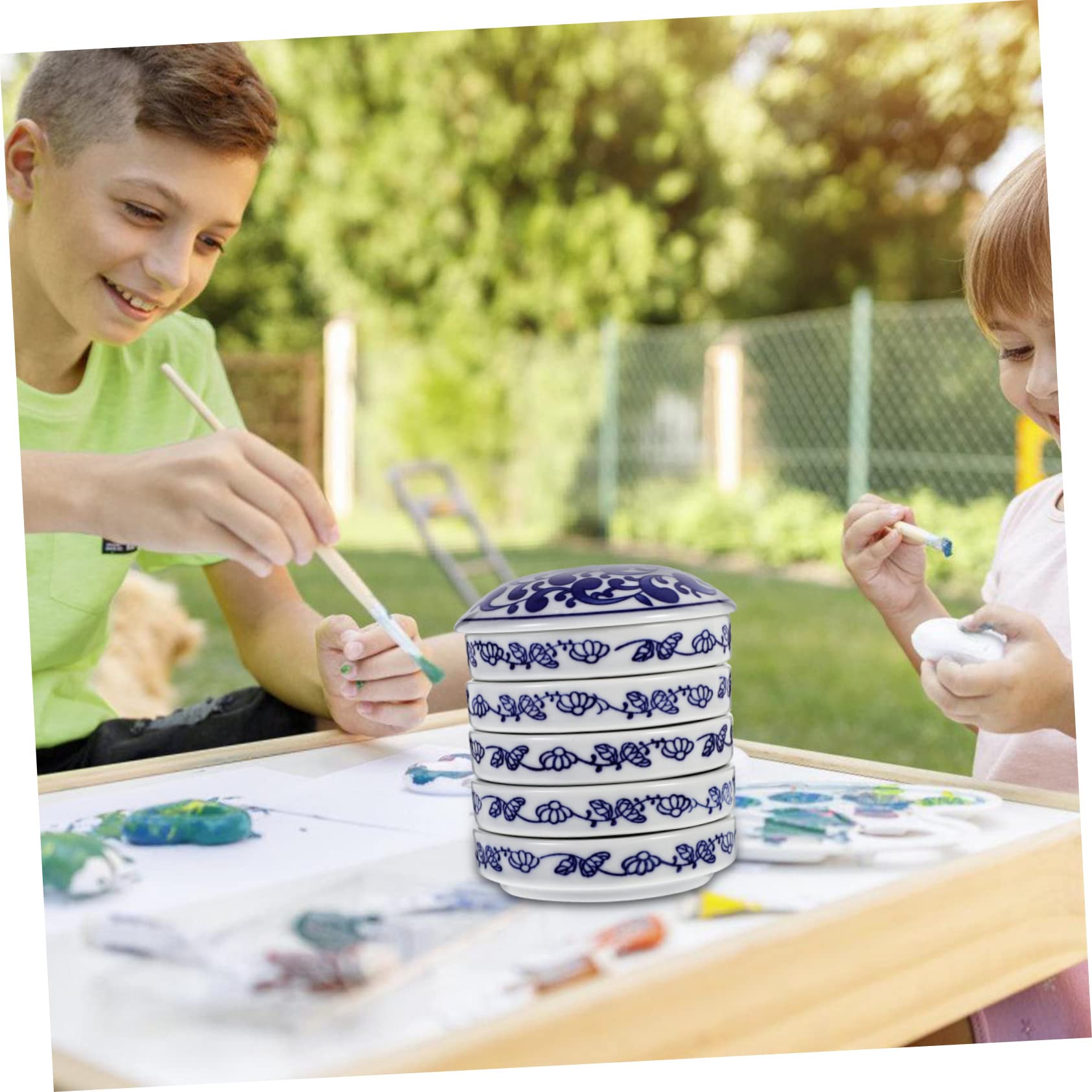 Tavolozza Ceramica a 5 Strati per Pittura, Set Unico | Struttura Impilabile, Finitura Decorativa, per Acquerello e Pigmenti, Uso Pratico per Artisti Adulti