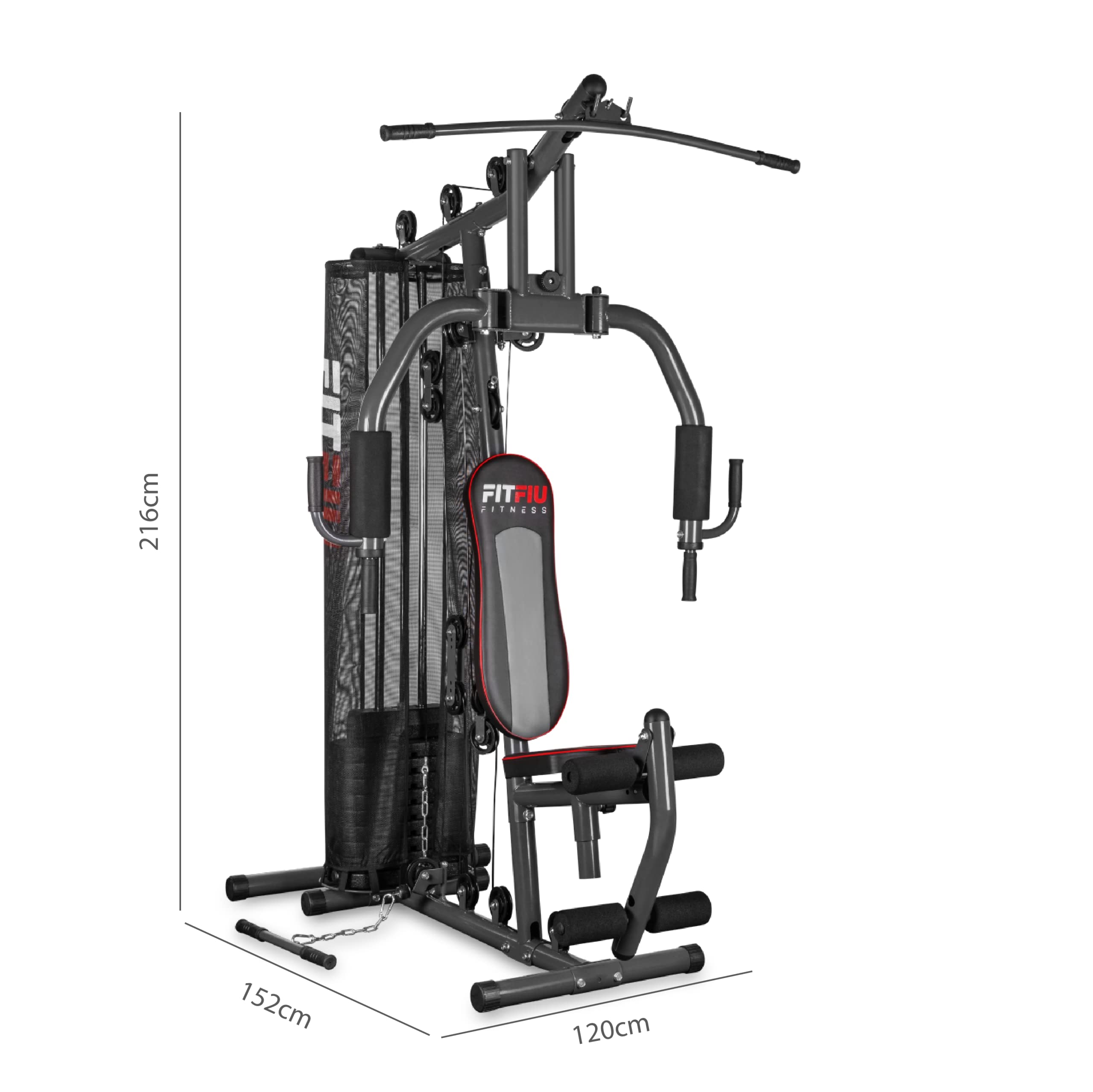 FITFIU Fitness GYM-200 - Máquina Multiestación Musculación, Full-Body Workout con Pesas, Estación de Mariposa, Remo, Barra de Ejercicios, Entrenamiento Completo para Fitness en Casa