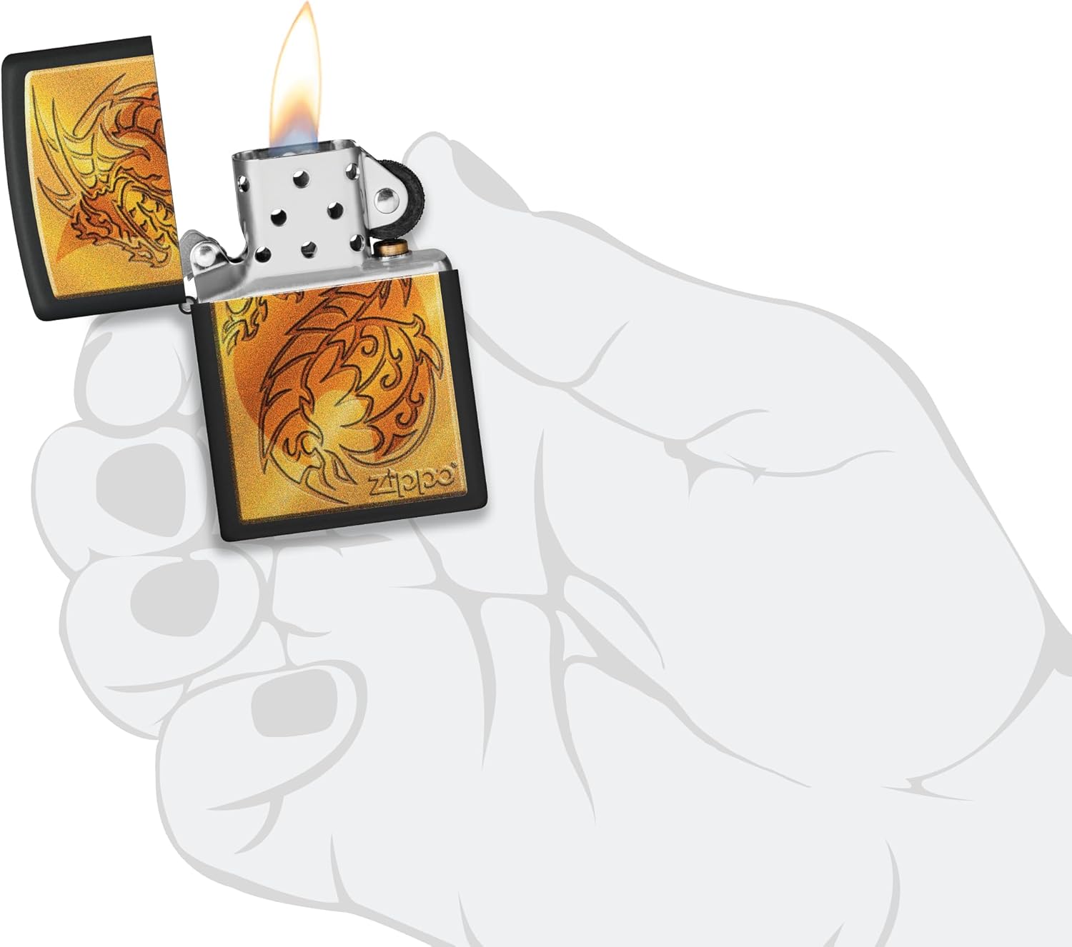 Zippo Flame and Dragon Black Matte Pocket Lighter