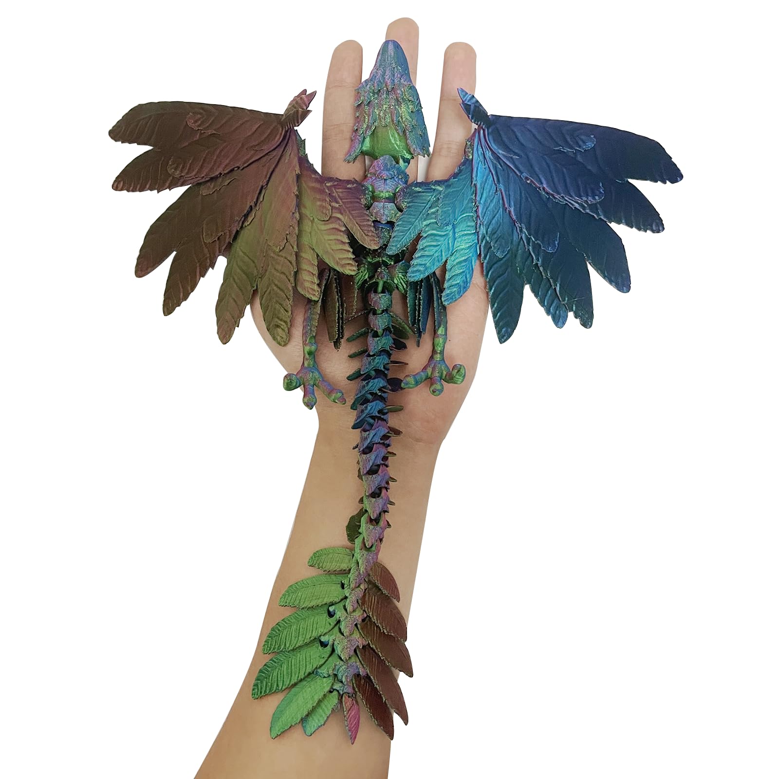 3D Printed Dragon Wings, 30CM Articulated Crystal Dragon with Huge Wings, Flexible Joints Desk Toys, Home Office Decor Executive Desk Toys (Rainbow) — image 1