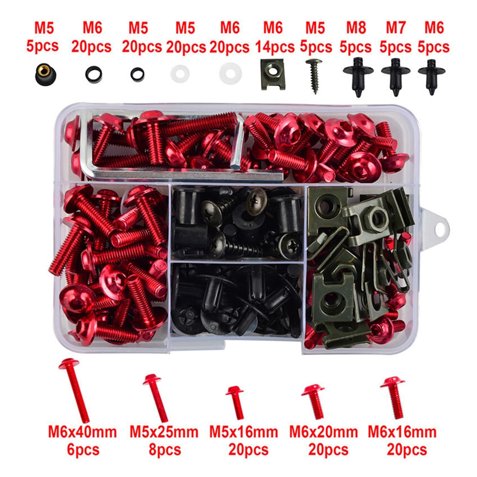Motorrad Verkleidungsschrauben Für Ve@&spa GTS 125 250 300 SPRINT PRIMAVERA 150 GTV LXV PX 195PCS Motorrad Aluminium Verkleidung Schrauben Schrauben Kit Mutter Clips