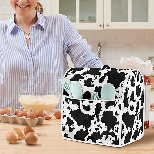 Miniatura 4 de Veniyate Funda para batidora de pie con estampado de vaca negra, cubierta para mezclador de cocina compatible con mezcladores de cocina de 5 a 8