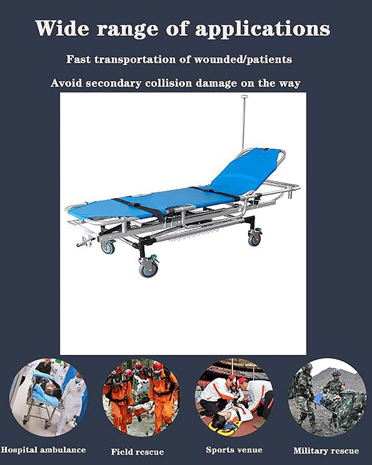 Civière D'ambulance Multifonction, Lit De Civière De Sauvetage d'urgence Pliant, Chariot De Civière Réglable pour Patients De Transport, Lit De Sauvetage Séparable en Alliage D'aluminium