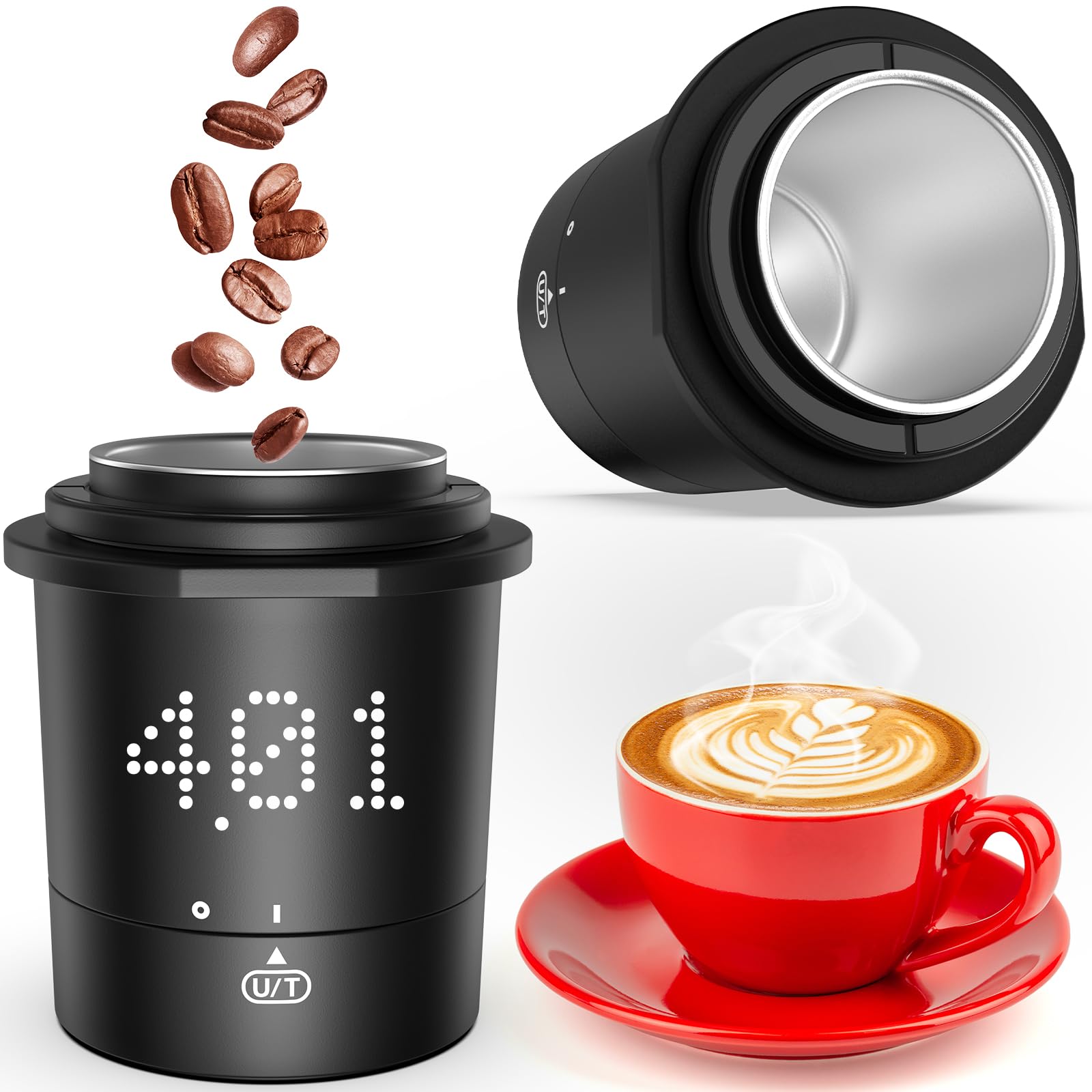 Mik-Nana Dosierbecherwaage mit LED-Display – schlanke Präzision | Digitale Espresso-Kaffeesatzwaage, unverzichtbares Barista-Brühzubehör und ideales Geschenk für Kaffeeliebhaber (schwarz)