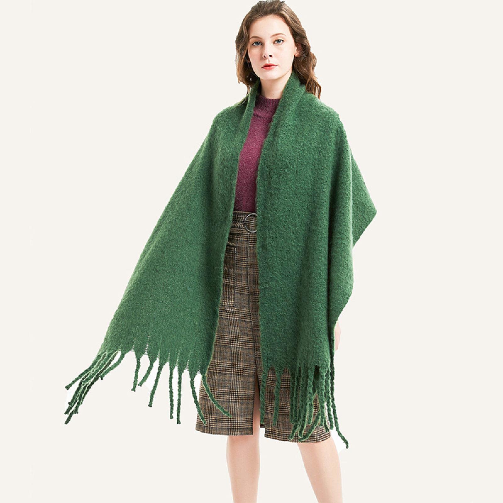 Sciarpa Donna Scialle Primavera Autunno e Inverno Uomo Donne Spesse Avvolge Nappa Grande Sciarpa di Lusso Solido Verde Caldo Pashmina