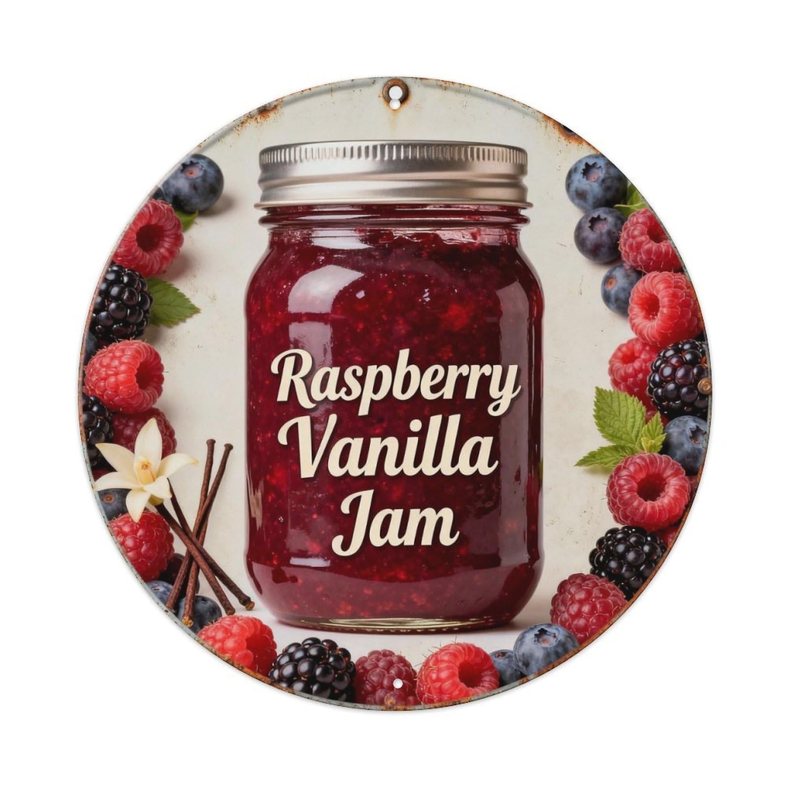 Raspberry Vanilla Jam Metal Tin Sign Plaque