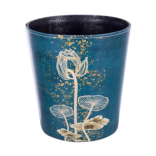 Miniatura 1 de Cubo de basura de piel sintética de 10 litros2.64 galones, impermeable, decorativo, cesta de papel para el hogar, oficina, baño, Lotus
