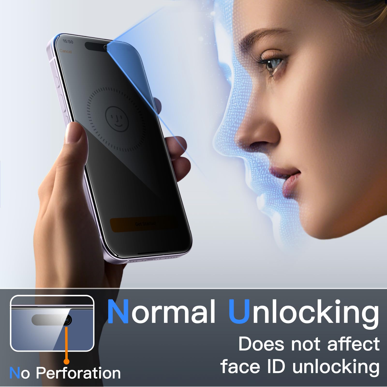 JETech Protection D'écran Anti-Espion pour iPhone 17 6,3 Pouces avec Protecteur d'objectif Caméra, Film en Verre Trempé, Outil d'Installation Facile, Lot de 2 Chacun