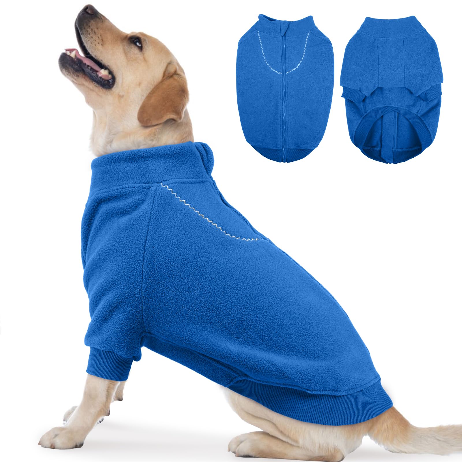 BRKURLEG Fleece Dog Sweater with Sleeves for Small to Large Dogs, Blue XXXL