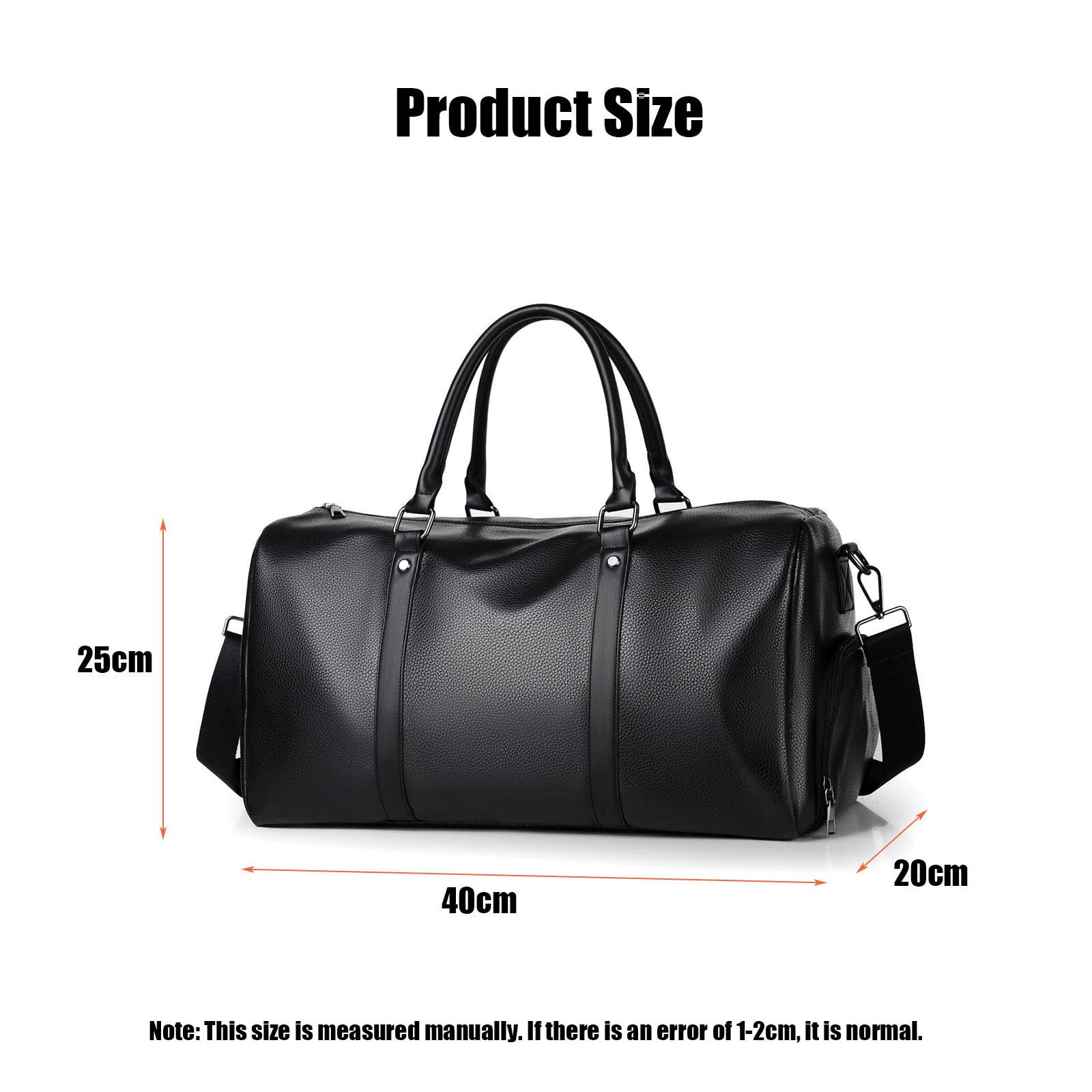 BEITH Borsone Palestra Uomo, Pelle Sintetica Borsone da Viaggio, Borsa Sportiva con Scomparto Scarpe, 40x20x25cm Disponibile per l'imbarco, Separazione a Secco e ad Umido, Impermeabile e Durevole