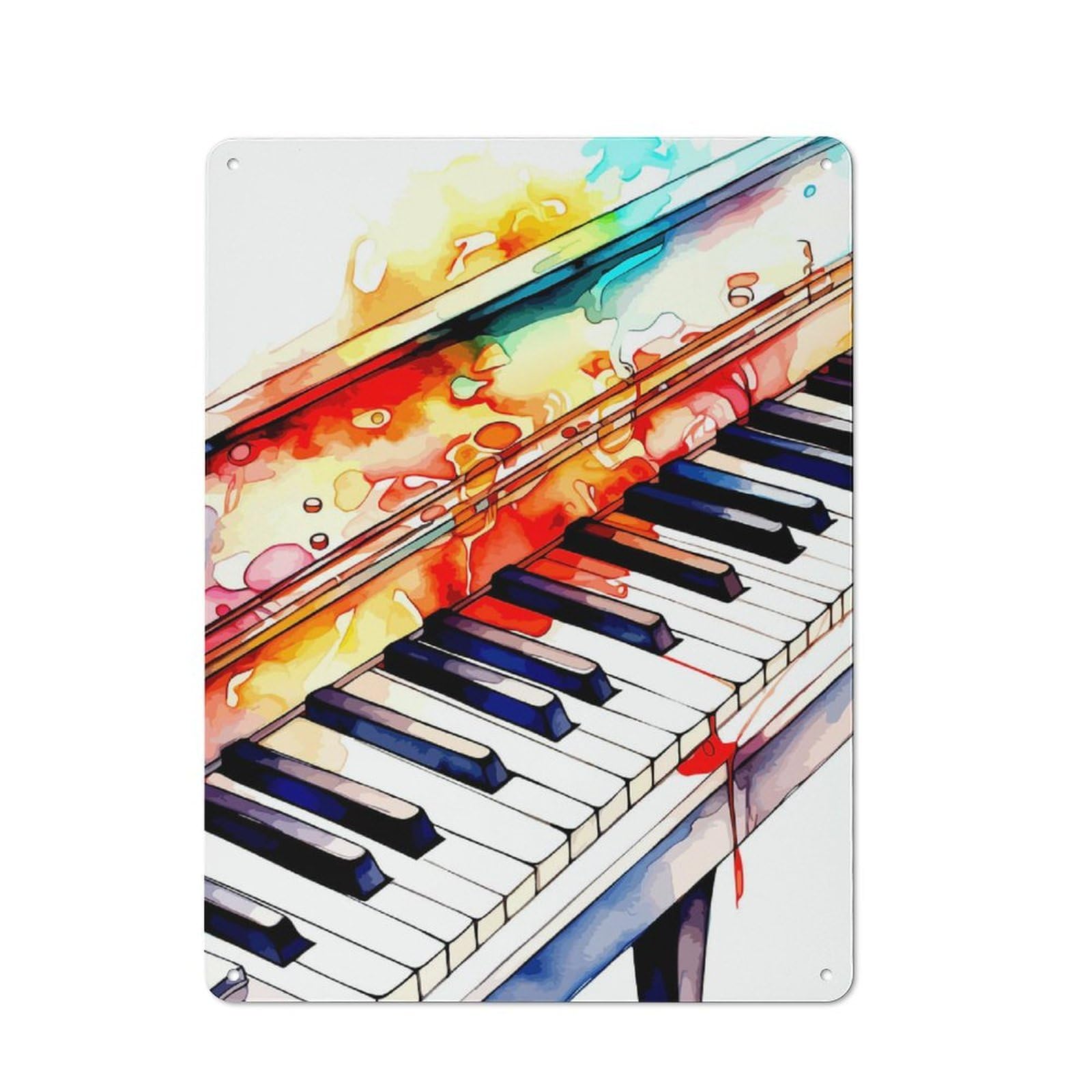 Clean Industrial Watercolor Piano Keys Abstract Art Decorative Metal Plaque 40x30cm, Loft Wall Plaque for Modern Home, Workshop, Office Or Cafe