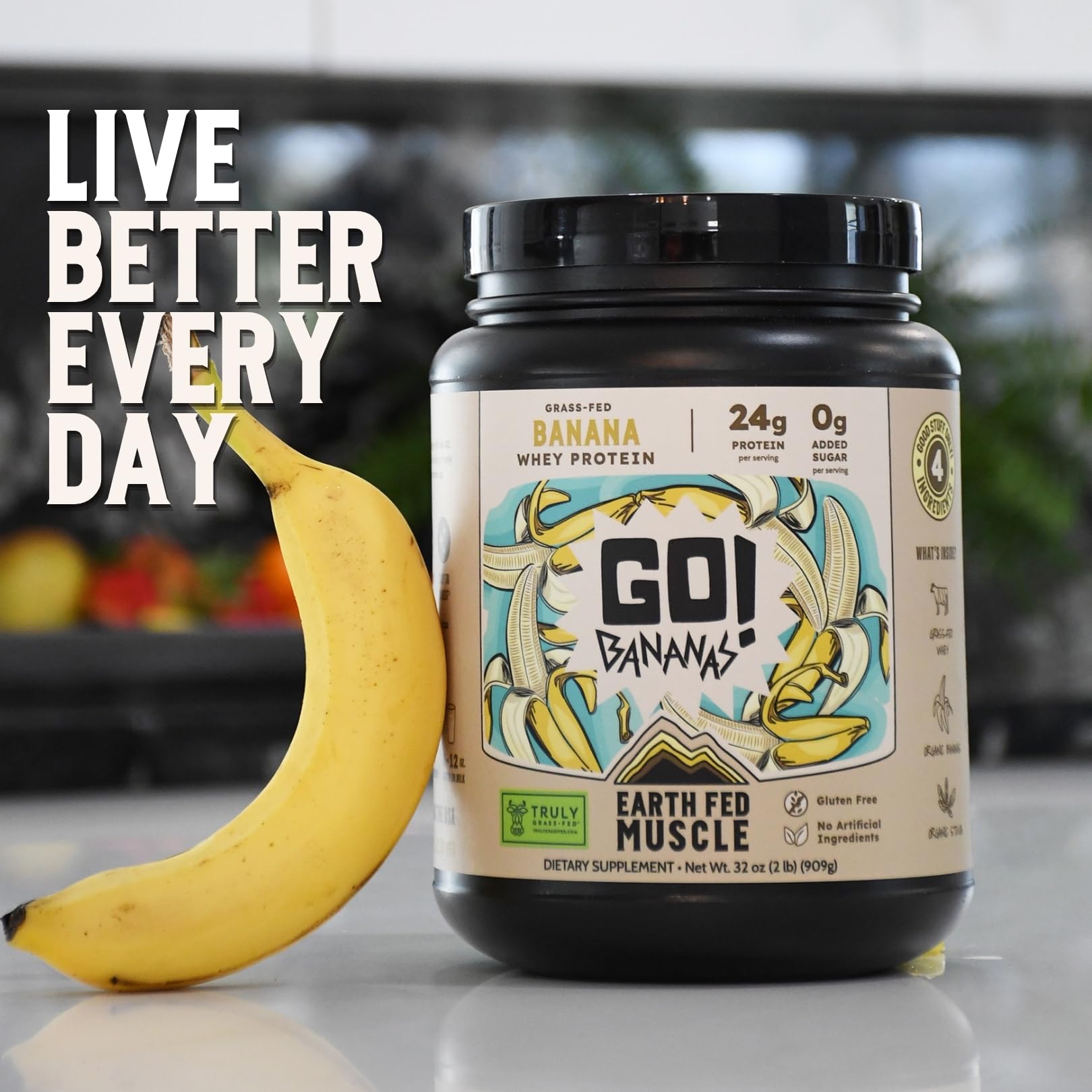 Earth Fed Muscle Go! Bananas Irish Grass Fed Whey Protein Isolate — Amazon image 7