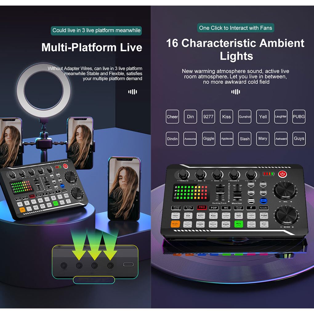 Scheda audio Schede microfono Scheda DJ per PC Console video Amplificatore Kit di registrazione in studio Accessori per podcast
