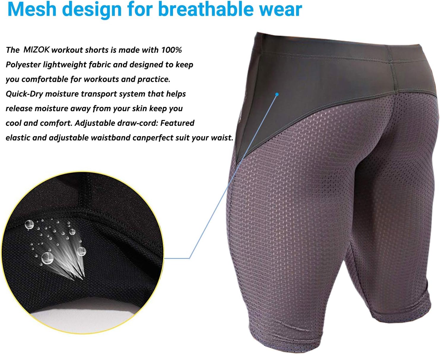 MIZOK Men's Yoga Capris Mesh Quick Dry Swimwear Workout Shorts - Image 5