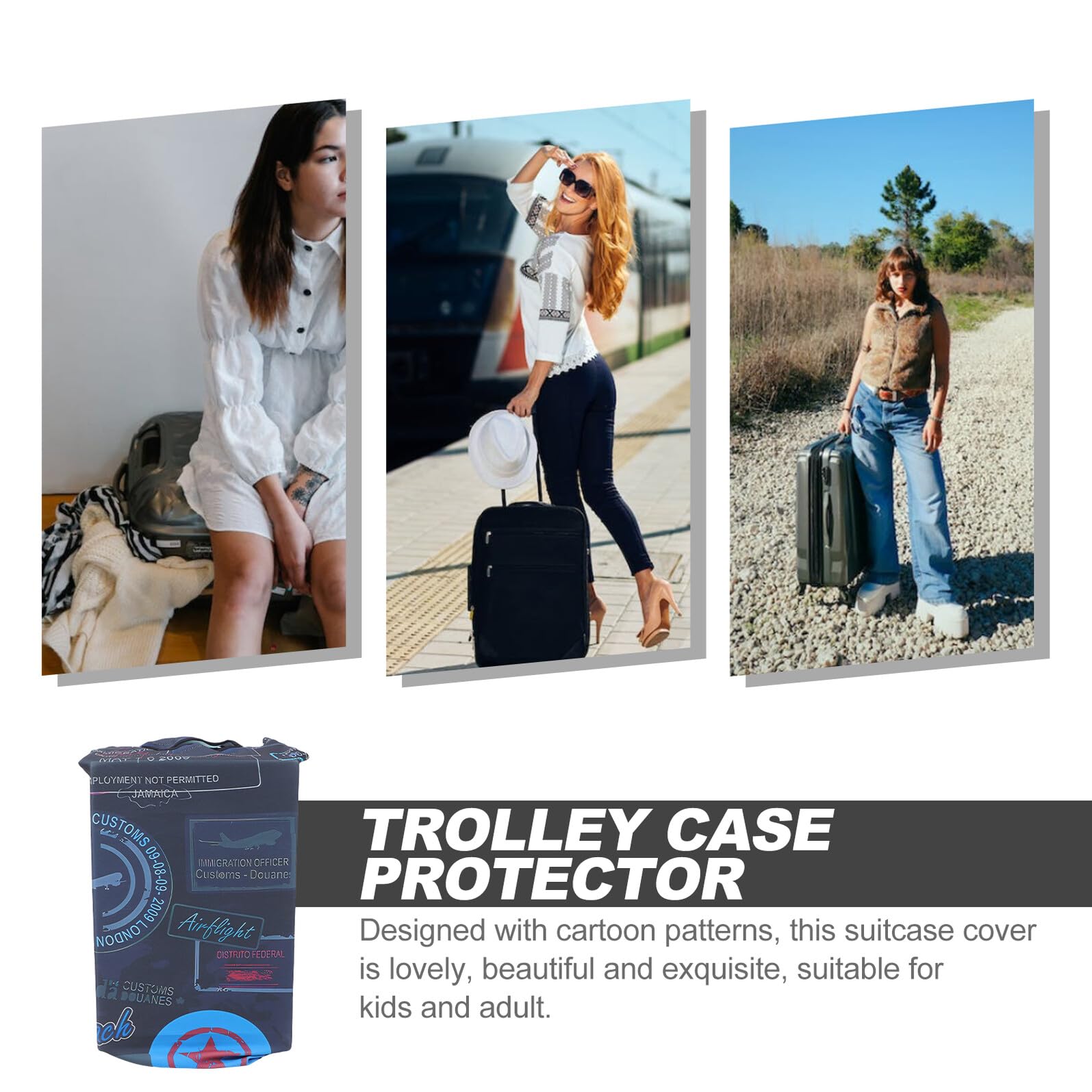 NOLITOY Funda Protectora para Maleta Mediana de Poliéster Elástico Resistente al Polvo y Arañazos para Viaje y Lavable Marino