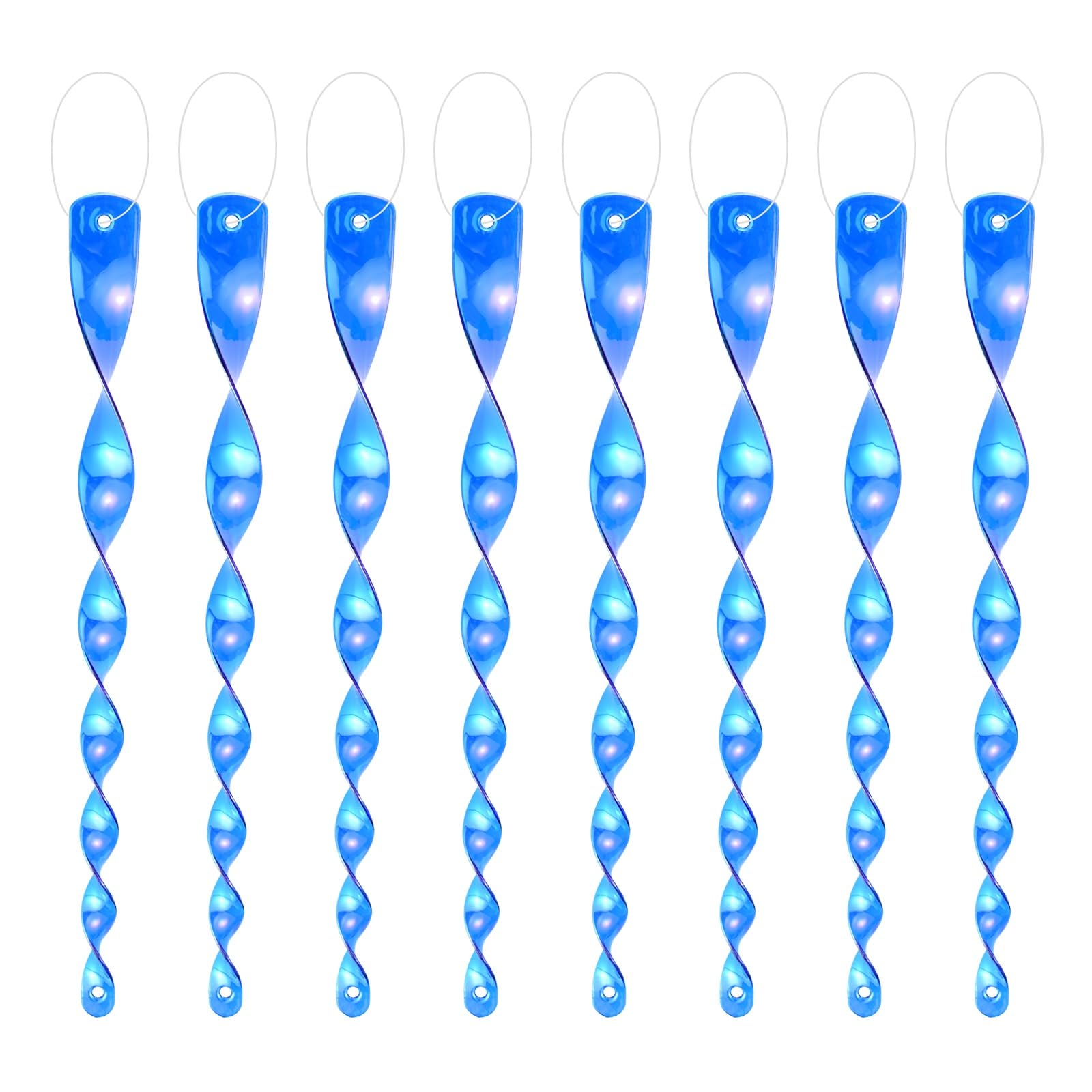 M METERXITY 8-Pack Bird Reflective Rods 11.5 Inch Spiral Bird Scare Rods Hanging Birds Deterrent Device for Yard/Patio/Garden/Farm/Decoration [Blue]