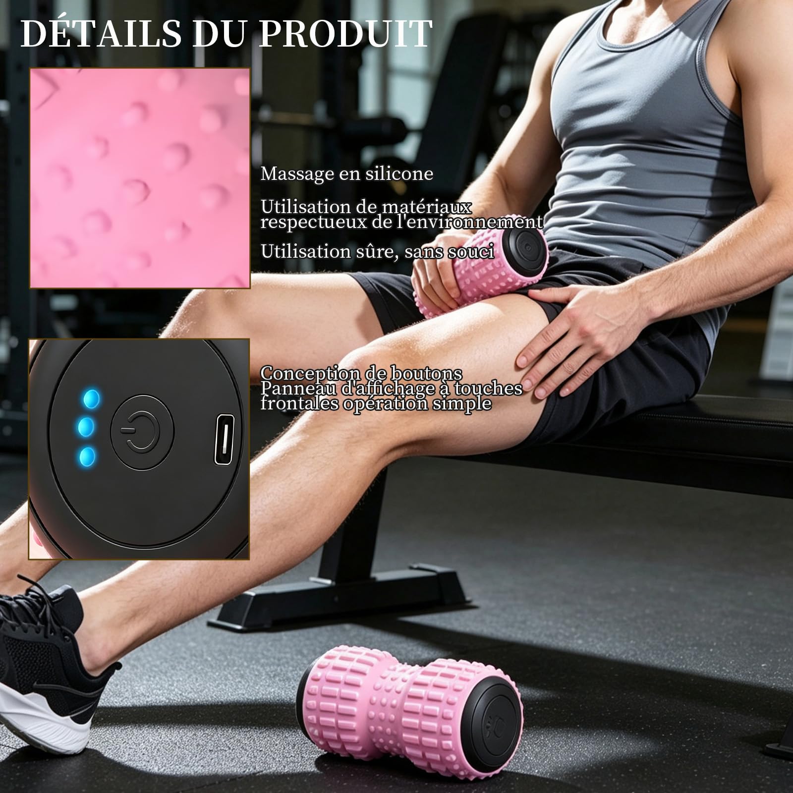 Masseur Vibrant Plantaire, Rouleau Massage Pied, Balle de Massage Vibrante