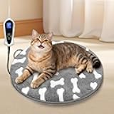 Bestio Cat Heating Pad，16 in Dog Cat Heating Pad，Obtained MET and UL Dual Certification,Smart Thermostat Switch from 1-24 Hours,Indoor Pet Heating Pad for Cats Dogs, Rabbit Pet Heated Pad