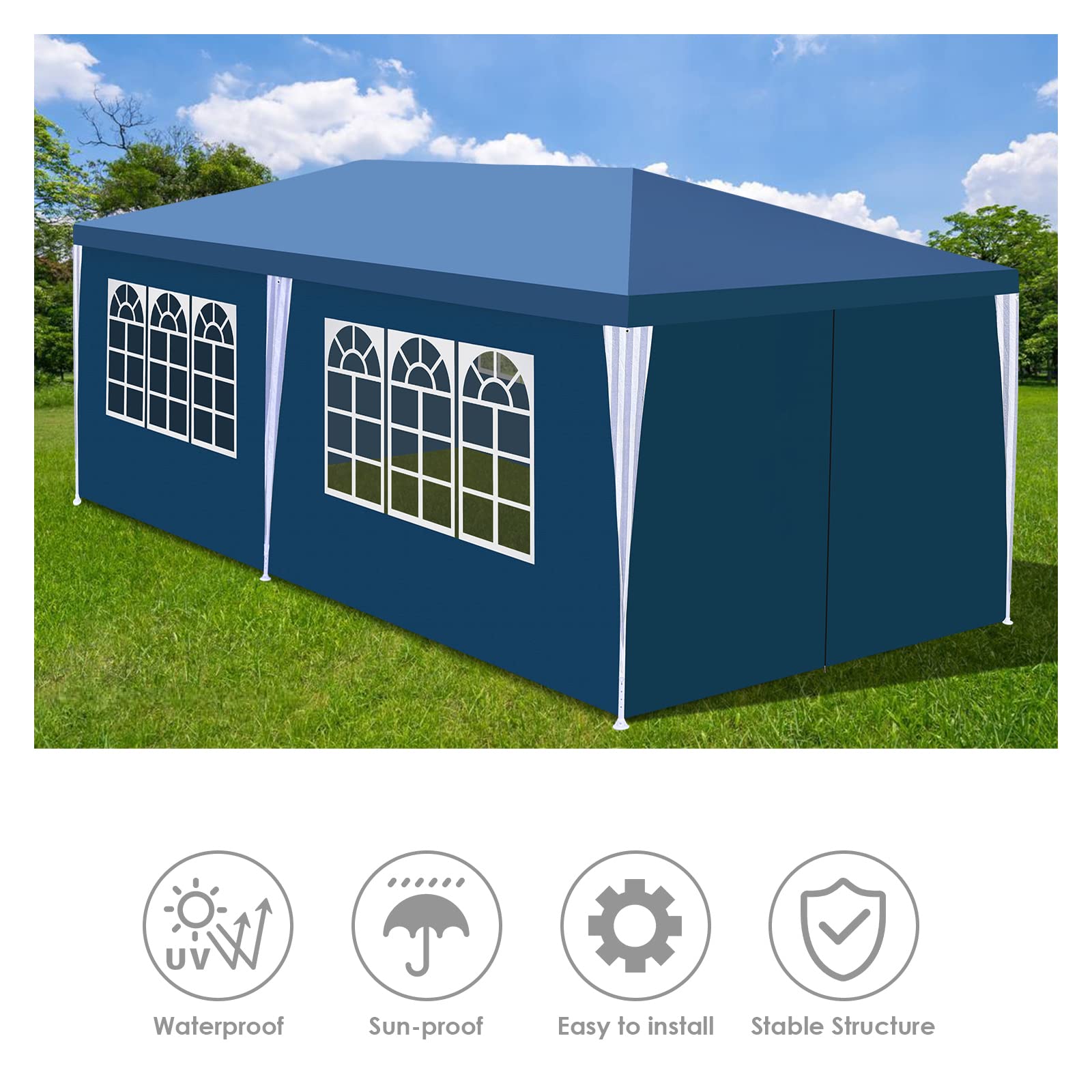 Joparri Paviljoen, 3 x 6 m, waterdicht tuinpaviljoen met 6 zijdelen en