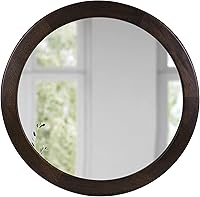 Vista 19 de Espejos redondos de 24 pulgadas, espejo rústico de pared de tocador de madera con marco de madera, espejo circular de madera para baño, dormitorio