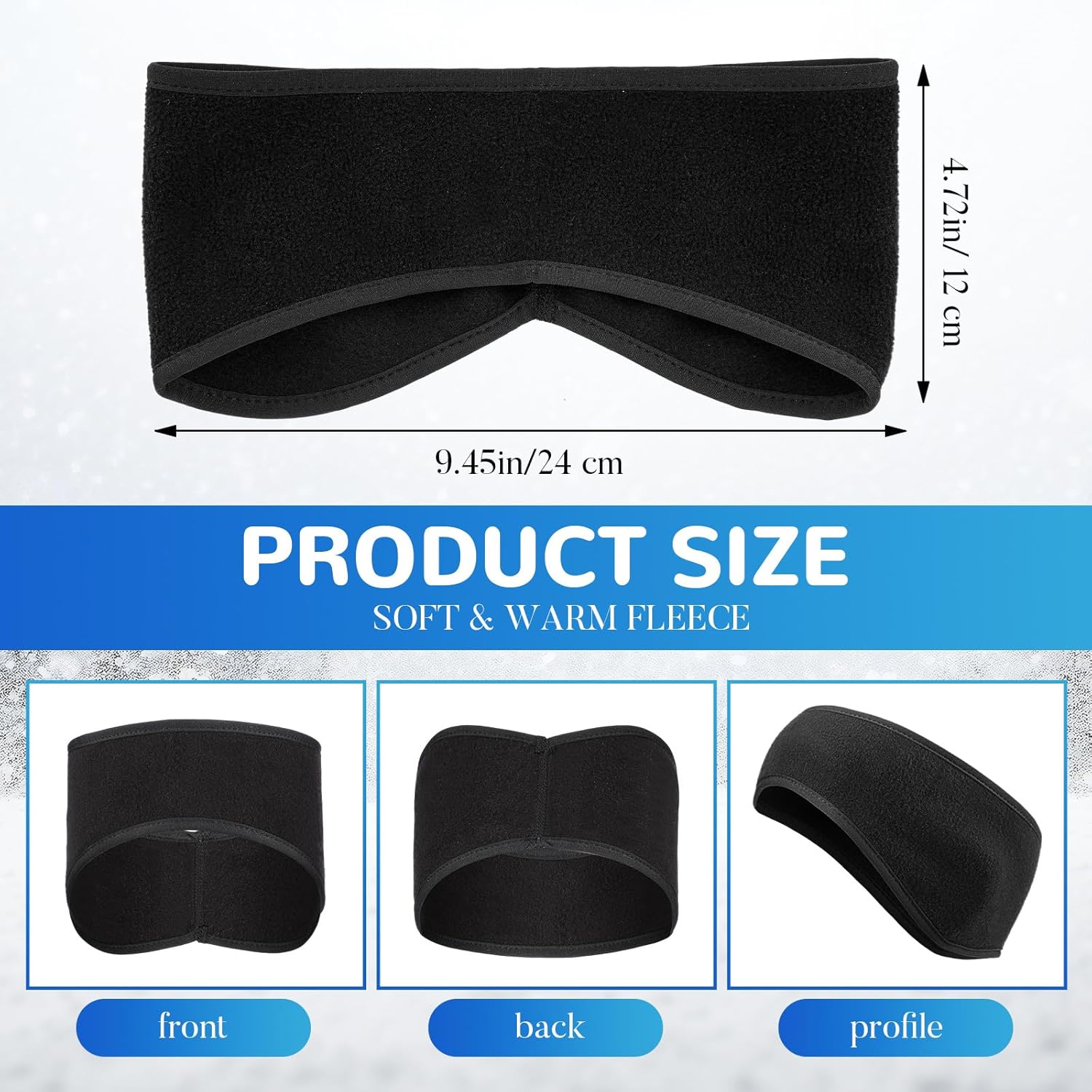 Handepo 100 Pieces Ear Muffs for Winter Women Men - Bulk Black Fleece Ear Headband, Ear Covers for Cold Weather Outdoor Workers Cheer Squad Sport Team Running Cycling - Image 2