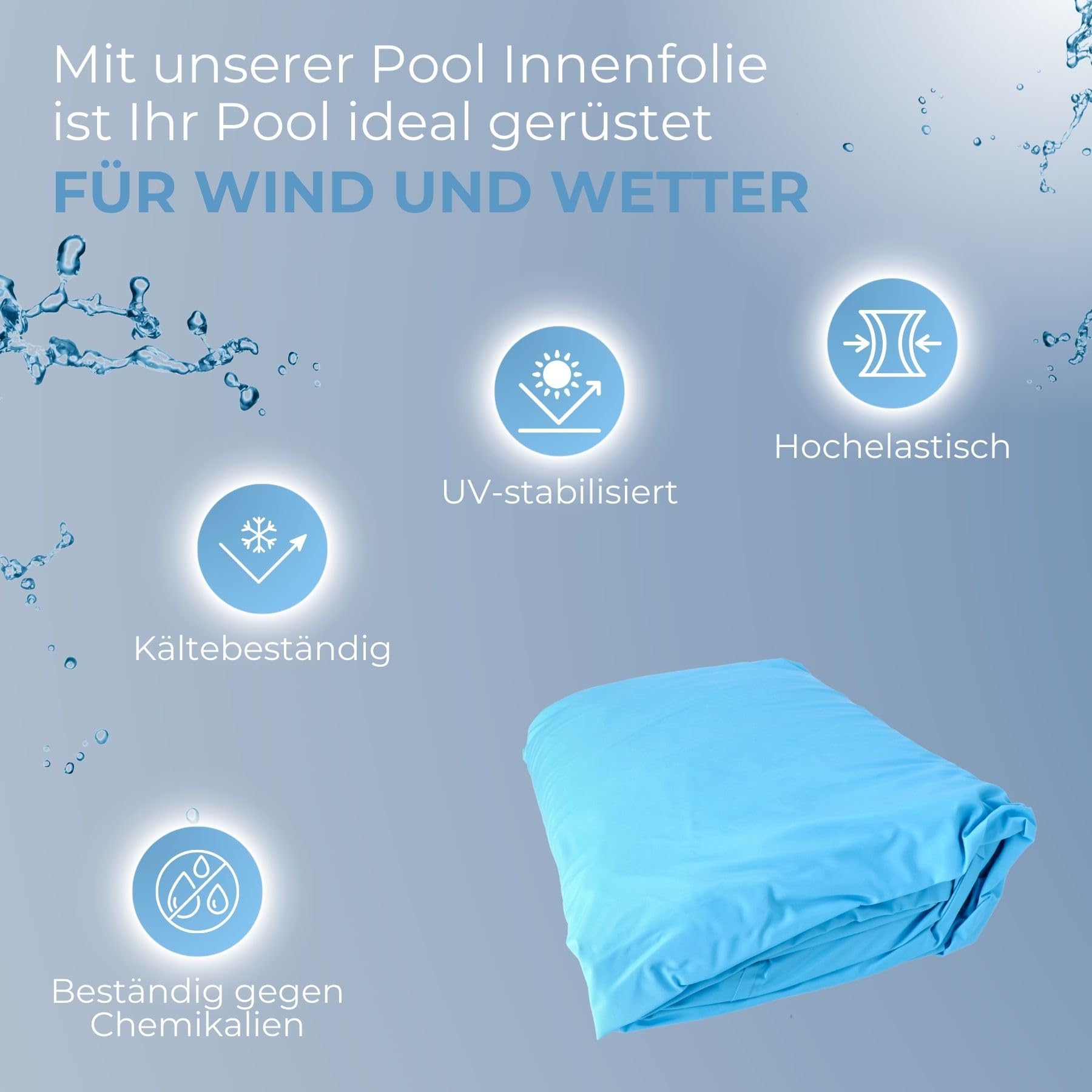 Poolfolie 3,50m x 0,9m I 0,25mm Folienstärke I Reißfeste Pool Innenfolie rund in Standard Blau I Hochelastische & UV-stabilisierte Poolunterlage I Kältebeständige Rundpool Ersatzfolie