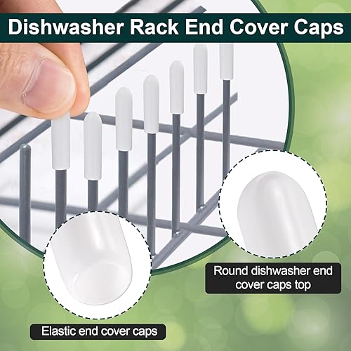 Vista 17 de OIIKI 200 tapas universales para estante para lavavajillas, vinilo flexible extra largo de 1 pulgada, puntas redondas antideslizantes, transparentes