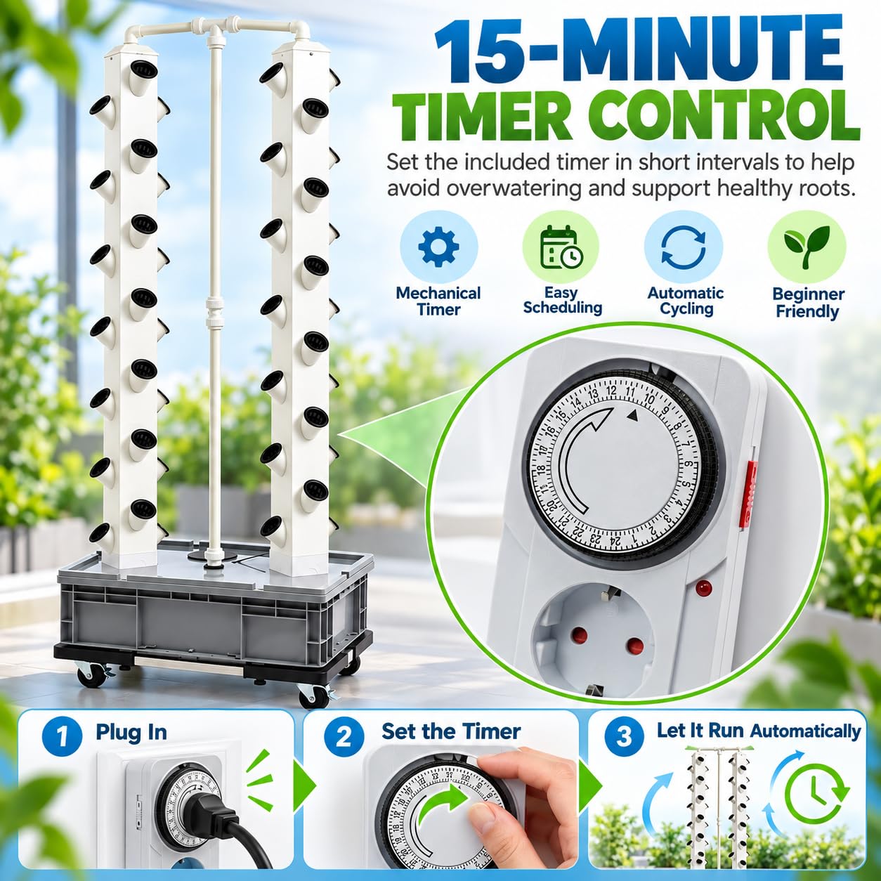 Torre idroponica Verticale 56 Fori Sistema Di Coltura Idroponica con Ruote e Pompa Acqua, per Coltivazione di Fiori, Verdure, Patate, Verdure Latifoglie