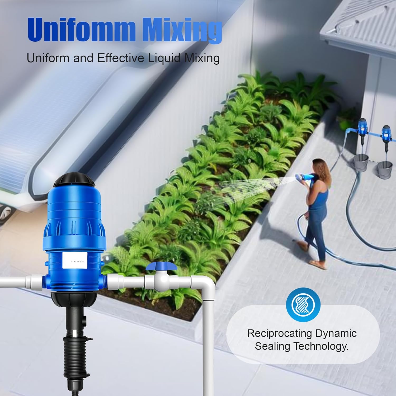 Fertilizer Dispenser,0.4%-4% Adjustable Dosing Pump,Water Powered Liquid Doser,5.28~660.43 gallons/h Drip Irrigation Injector Dosing Pump for Industry Garden Hose Livestock 0.4% -4%