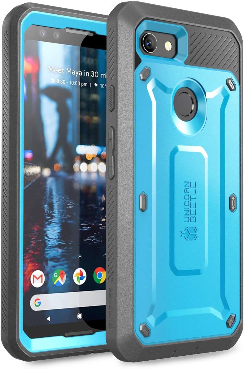 Google Pixel 3 Unicorn Beetle Pro Rugged Holster Case with Screen Protection-Blue