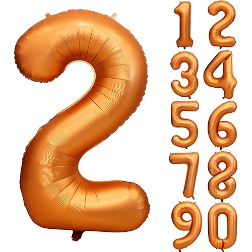 40 inch Orange Number Balloon Giant Foil Helium Balloons for 2nd Birthday Party Decorations