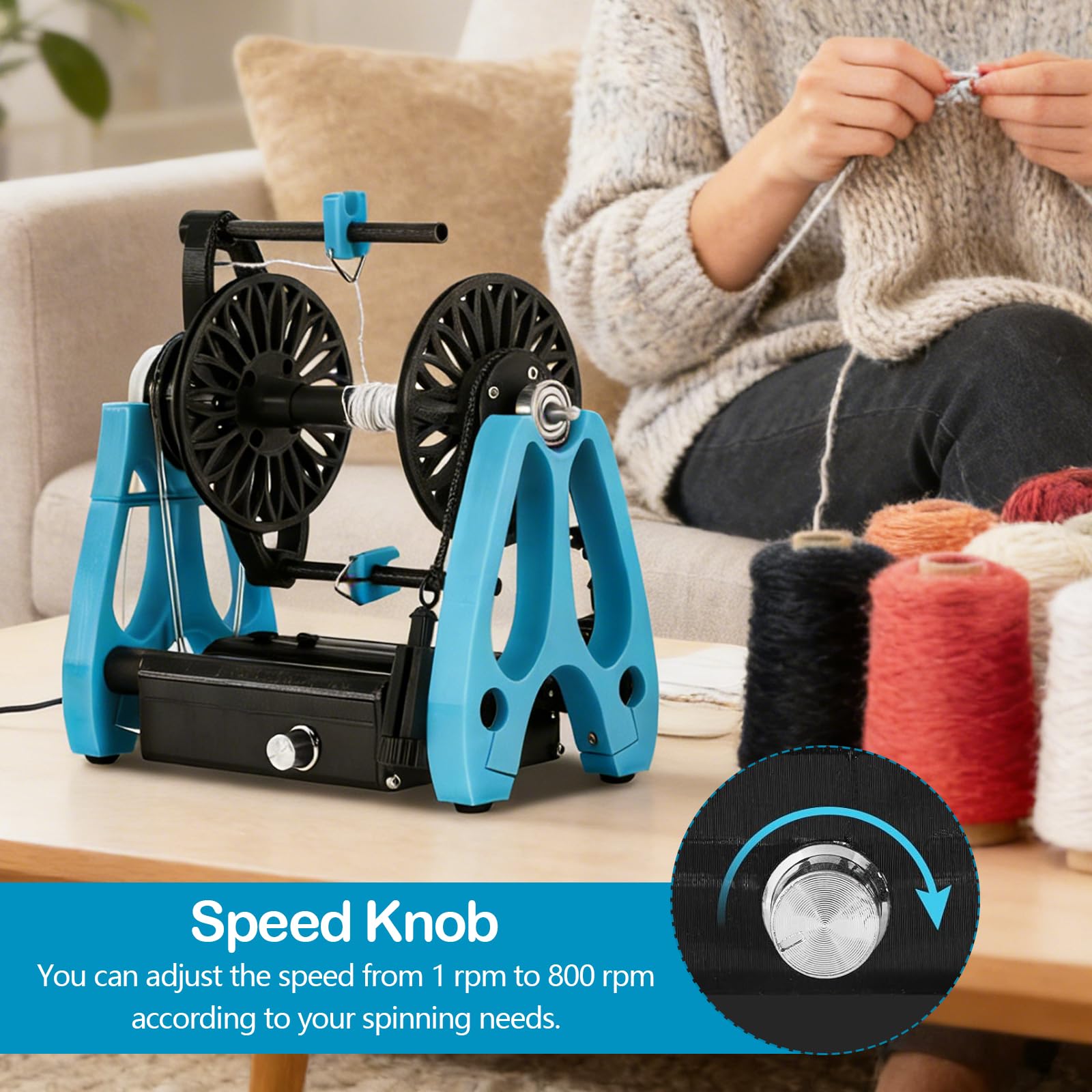 Filatoio Elettrico, Mini Filatoio per Lana per Uso Domestico con Pedale Controllo di velocità Continuo Macchina per Avvolgimento Filati A 1800 Giri/Min per Cotone E Seta