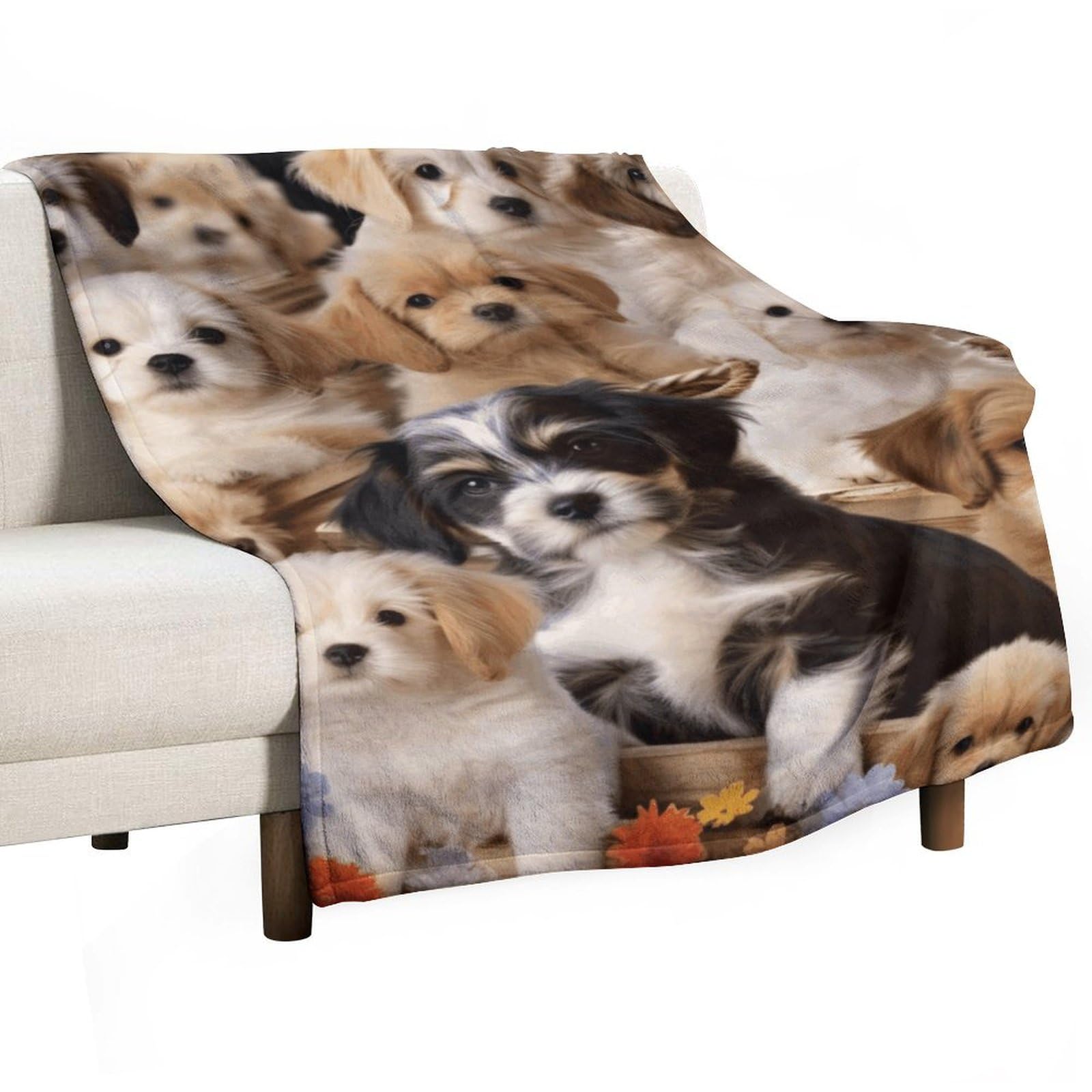 Couverture en flanelle motif chien pour canapé lit voyage plaid polaire léger imprimé