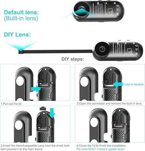 Miniatura 3 de Cámara espía oculta, 1080P WiFi Mini cámara portátil inalámbrica de seguridad con 2 lentes detección de movimiento, visión nocturna, visión remota