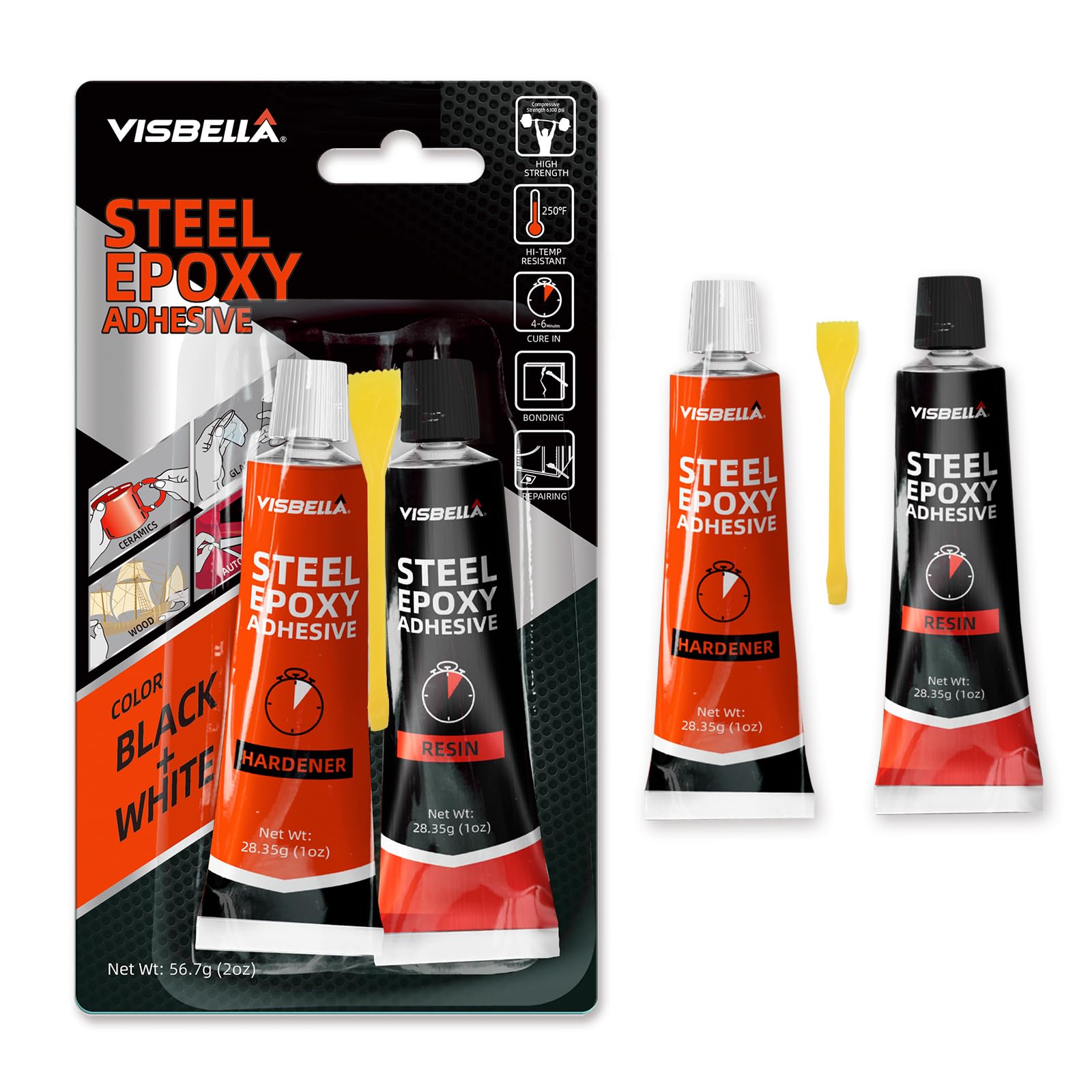 Visbella エポキシ接着剤 強力エポキシ樹脂 接着剤 耐熱 5分硬化型 金…