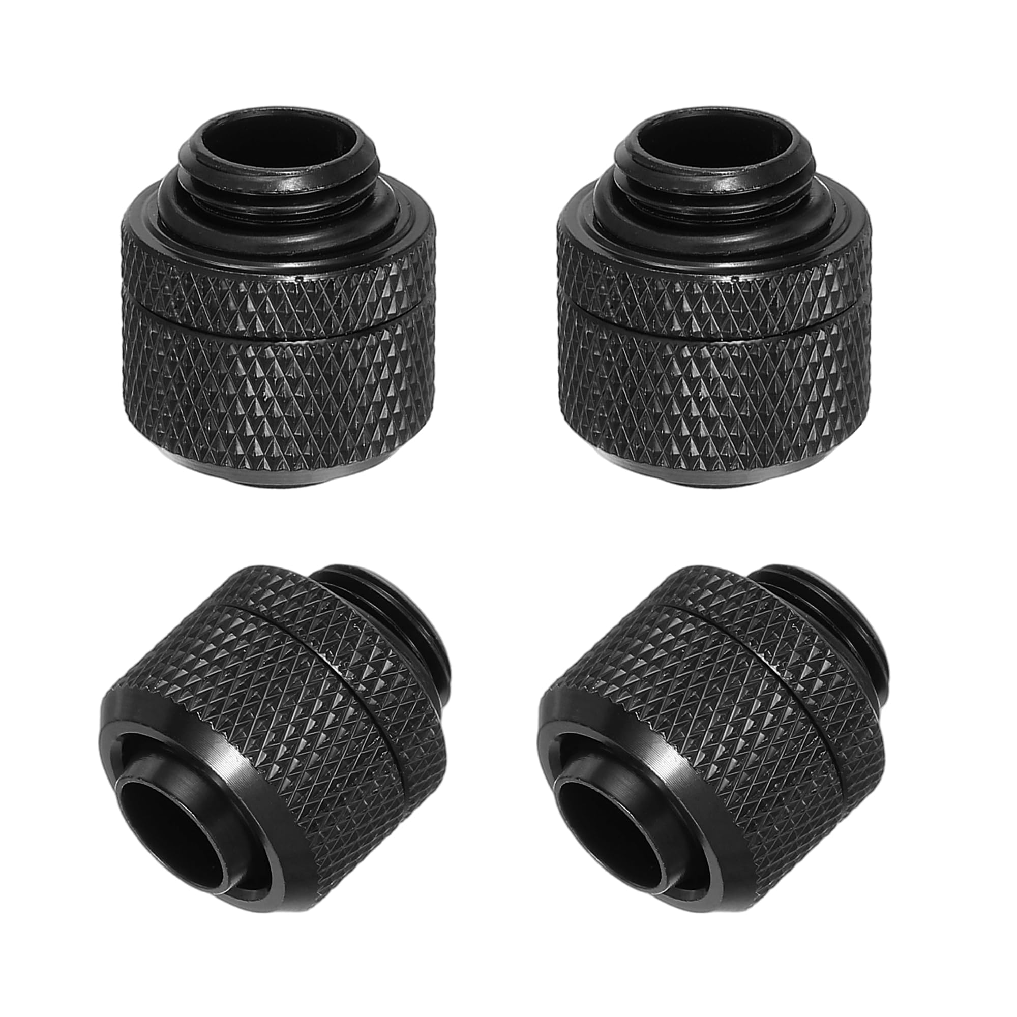 uxcell Hose Fitting Quick Connector Set G1/4 20x22mm for Water Cooling System Black 4pcs
