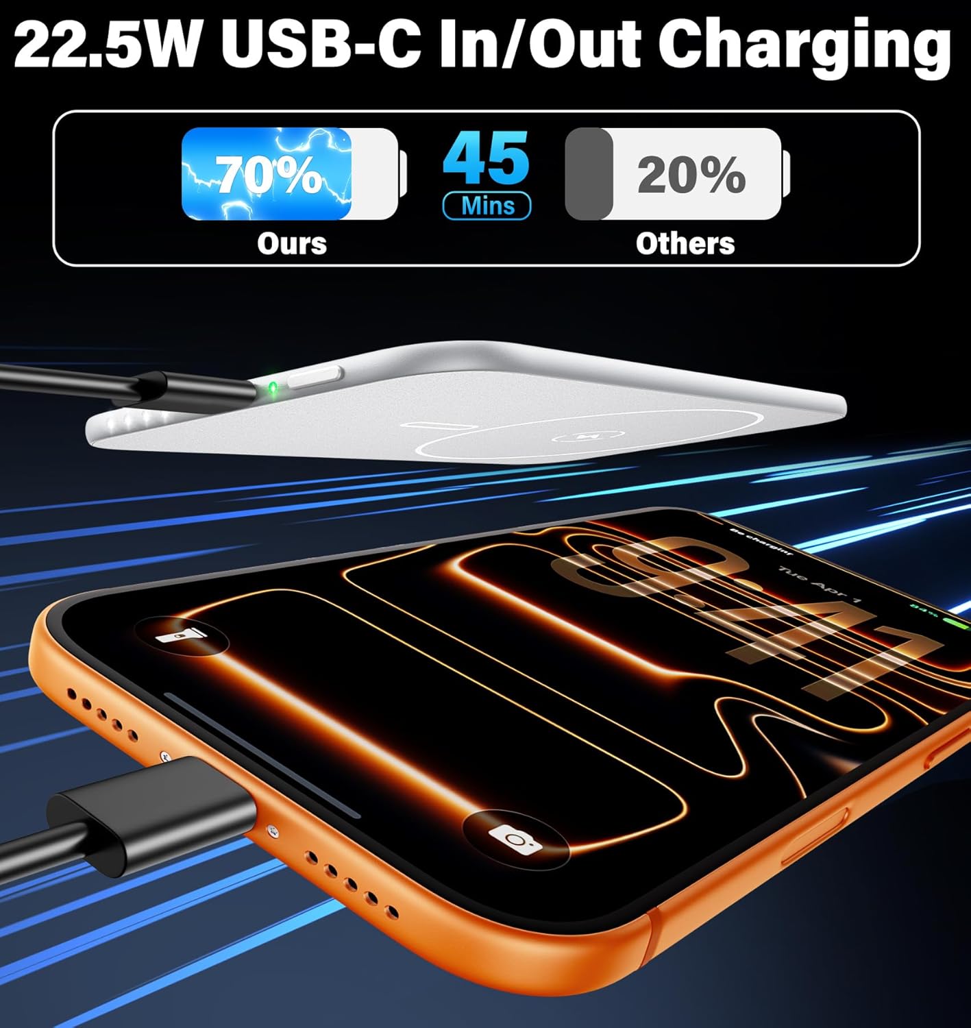 0.29" Ultra Slim 5000mAh for Magsafe Power Bank Mini 22.5W USB C Fast Charging Magnetic Battery Pack, Wireless Portable Charger Powerbank for iPhone 17 16 15 14 13 12 Plus/ Pro/ Pro Max Android Silver