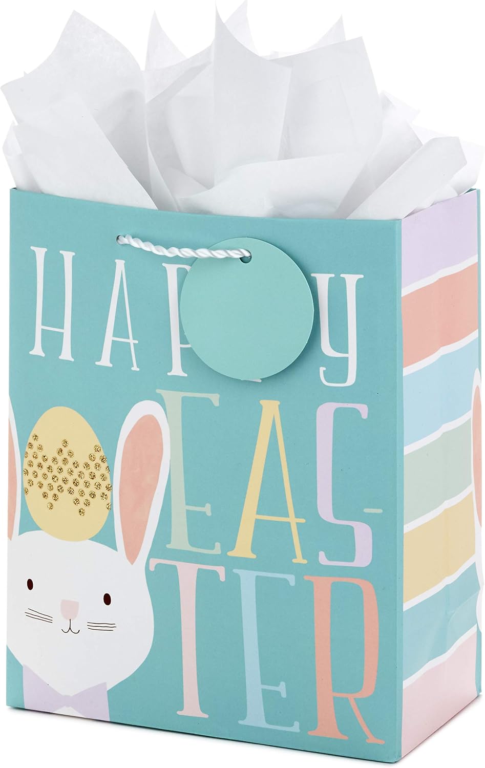 Hallmark 9" Medium Easter Gift Bag with Tissue Paper (Teal, Easter Bunny) for Kids, Easter Baskets, Egg Hunts image 3
