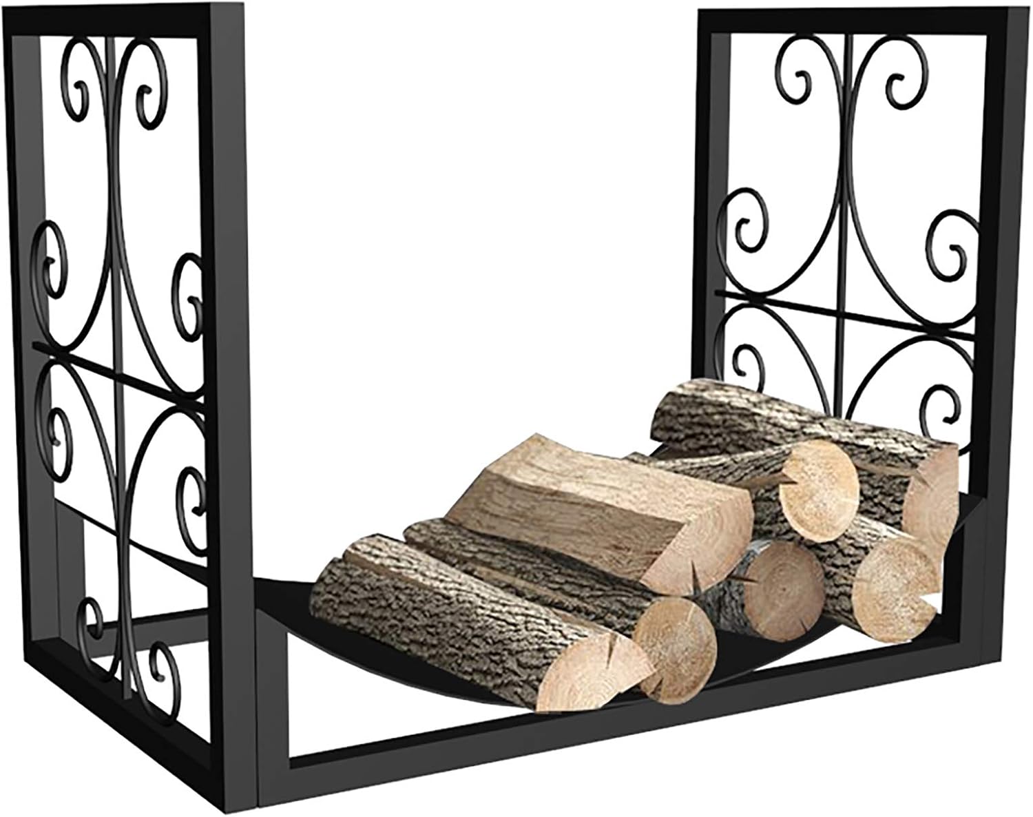 Medium 2ft Firewood Storage Rack Holder,Indoor/Outdoor/Farmhouse Heavy Duty Wood Holder Stand,Iron Black Finish Lumber Storage Holder,60x35x45cm,