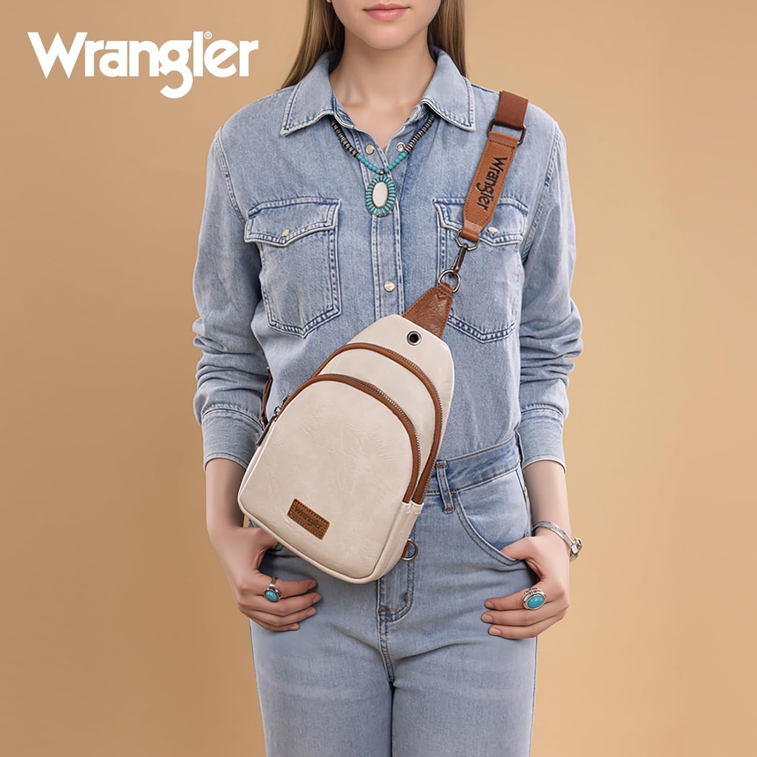 Wrangler Small Sling Bag for Women, Leather Crossbody Bags Cross Body Purse Fanny Packs with Adjustable Strap for Gift - Image 2