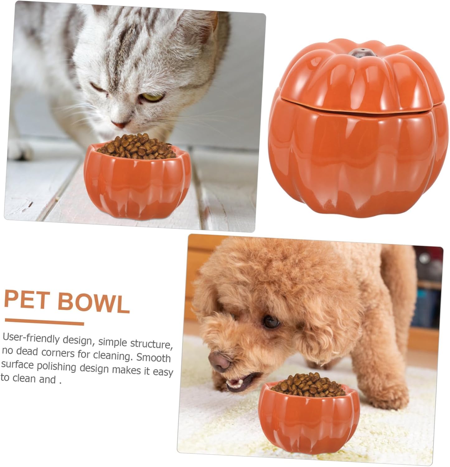 Ceramic Elevated Cat Bowl Pumpkin Design Comfortable Feeding for Cats and Puppies Pet Dish for Food and Water Stylish Home Decor for Animals