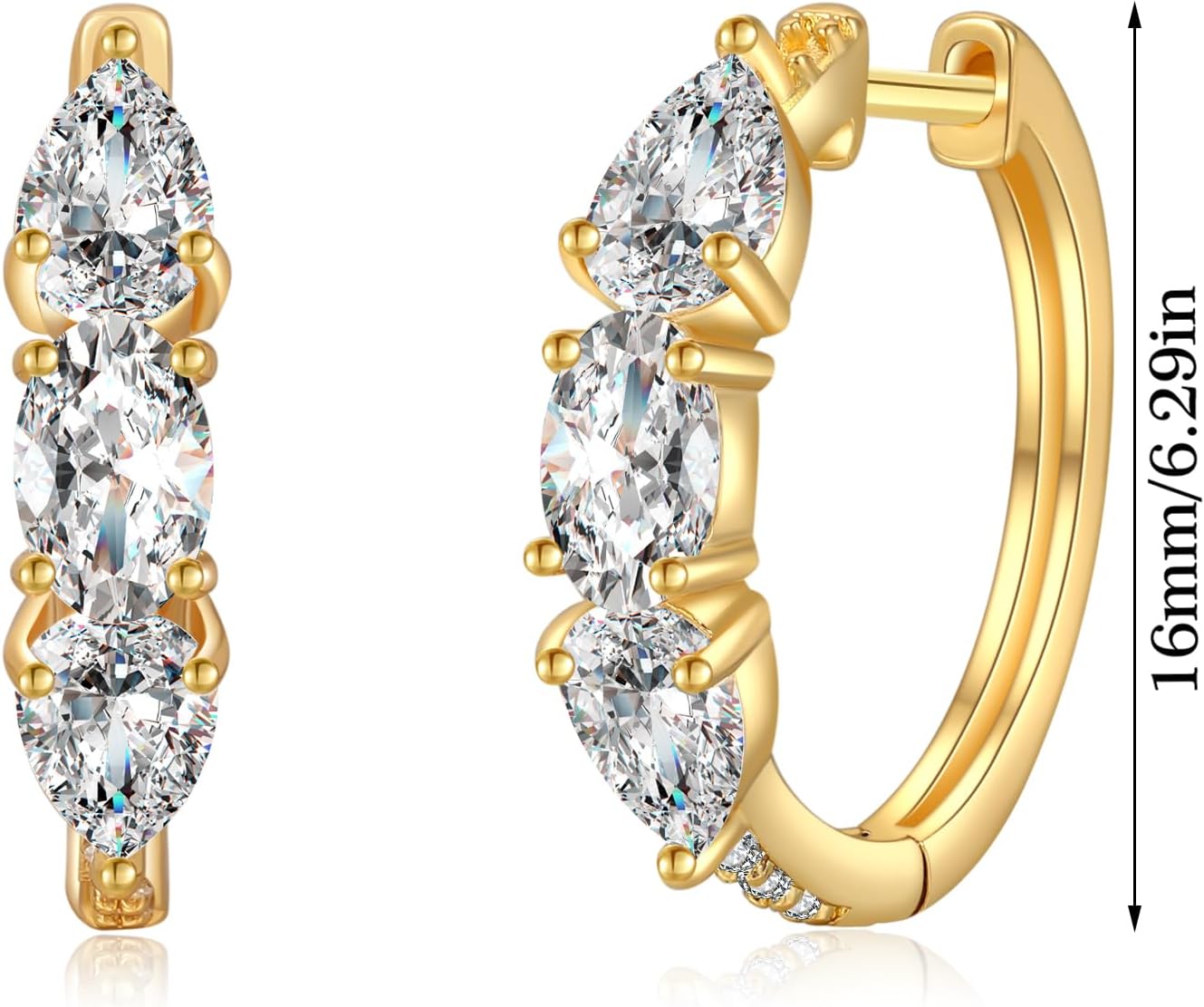 Moissanite Hoop Earrings,2.0ct D Color Brilliant Round Cut Earrings Sterling Silver Huggie Earring for Women Men - Image 2