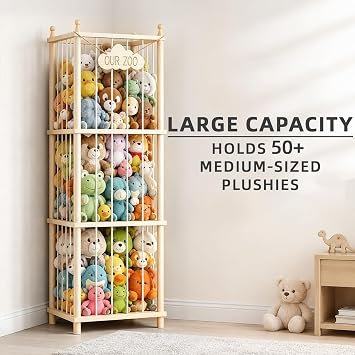 Stuffed Animal Storage, 54 Toy Organizer Tower, Anti-Tip Design