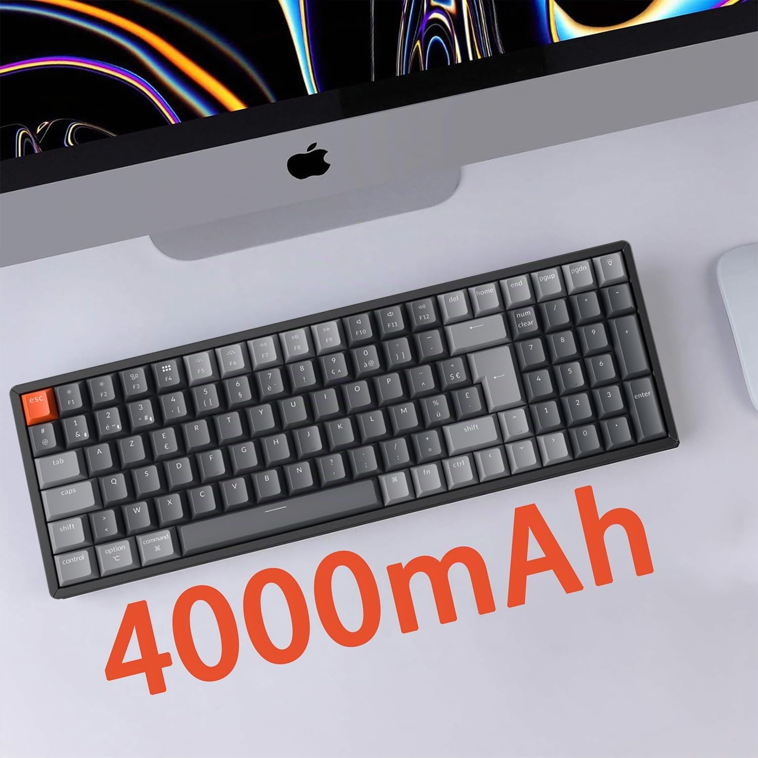 Keychron K4 QMK Clavier Mécanique sans Fil, Disposition 96%, Hot-Swap Commutateurs Banane, Rétroéclairage LED RVB et Rechargeable, Bluetooth 5.2 pour Mac/Windows/Linux, Disposition FR- Version 3