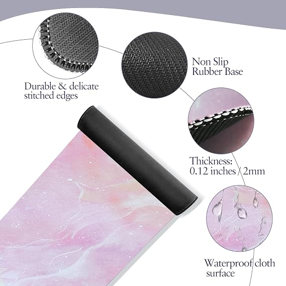Large Gaming Mouse Pad, 80 x 30cm Marble Mouse Pad Extended for Desk, Game Mouse Mat with Non-Slip Base Stitched Edges Gaming Mousepad Desk Mat for Home Office Work (DLS-1, 80x30cm)