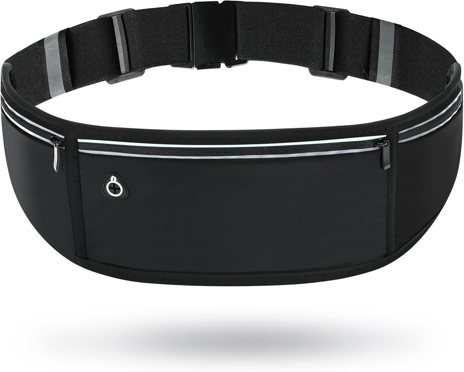 Slim Running Belt Fanny Pack for Men and Women – No-Bounce Waist Pack for Phone, Fits iPhone 17 Pro Max, Sweatproof 3-Pocket Pouch for Runners, Gym, Hiking (Black)