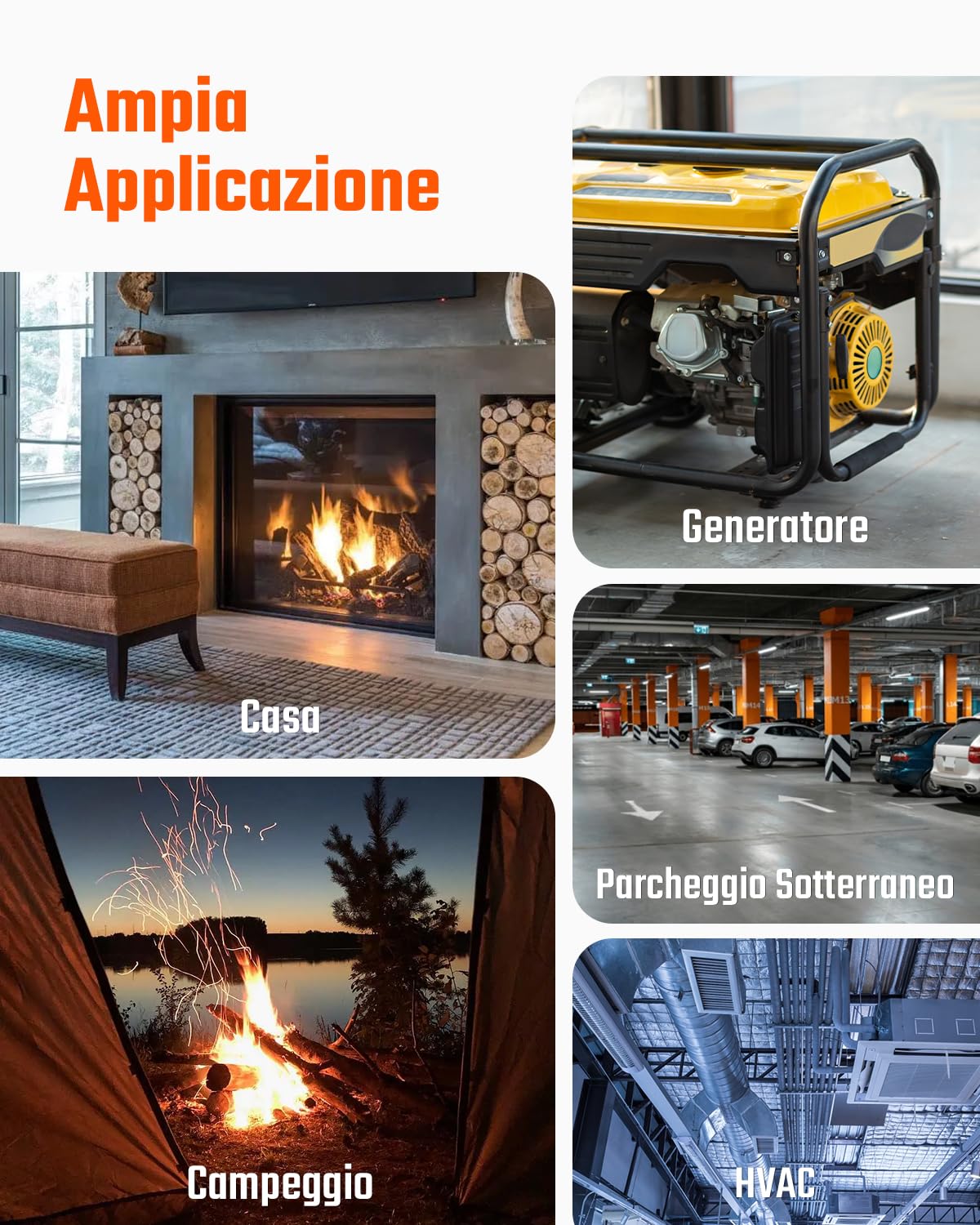 TOPTES CT-580 Rilevatore di monossido di carbonio, rilevatore di CO ricaricabile con allarmi a vibrazione, visivi e acustici, allarme CO portatile, 0-1000PPM per casa, auto, campeggio e viaggi