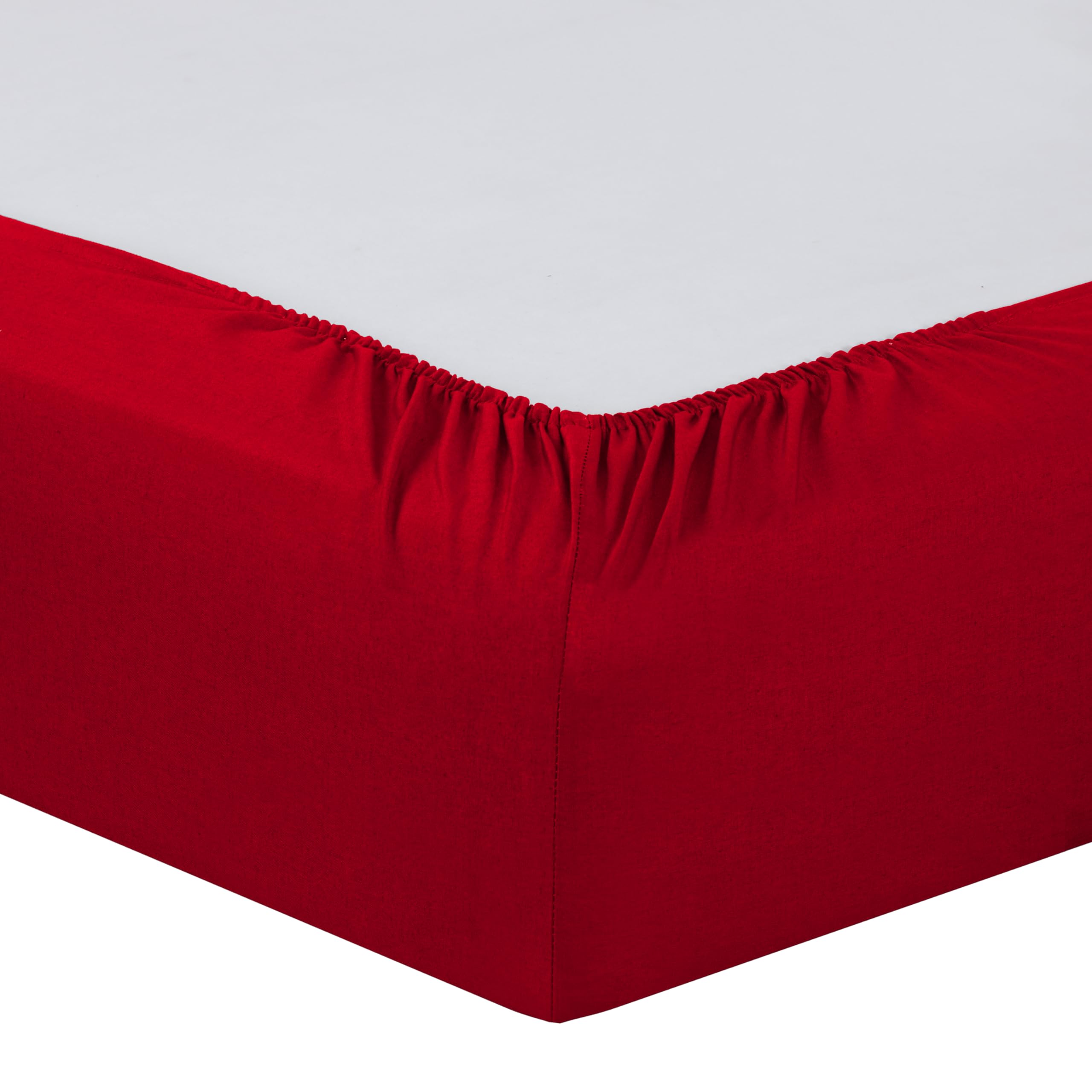 VISION Lenzuolo con angoli matrimoniale, 2 persone, 150 x 200cm con altezza da 30cm, Rosso, 100% Cotone